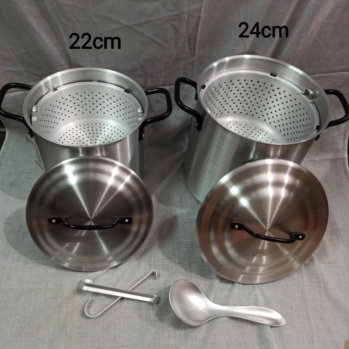 Panci Rice Steamer Nasi Bima Kait Aluminium 24 Cm / Kukusan Nasi A009