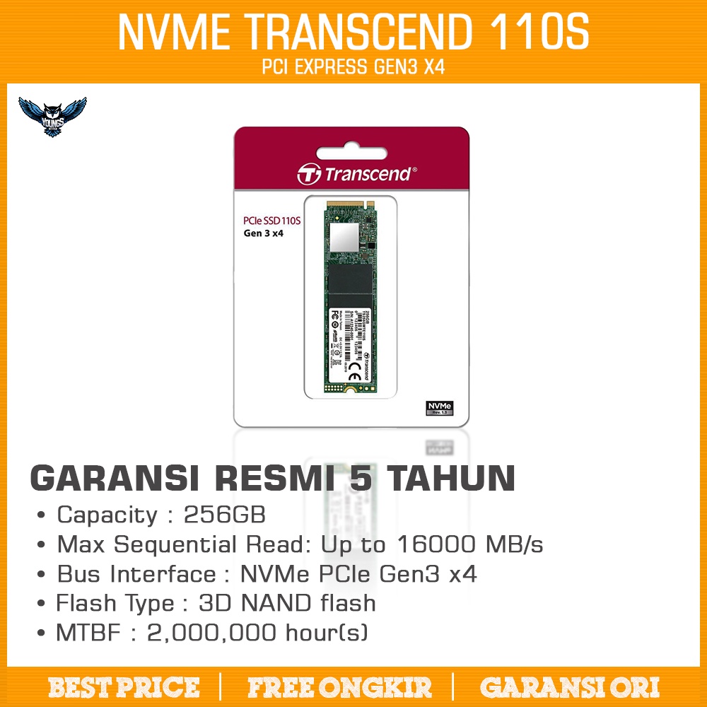 TRANSCEND 110S 256GB - SSD M.2 NVMe PCIe Gen3x4 M2 MTE110S