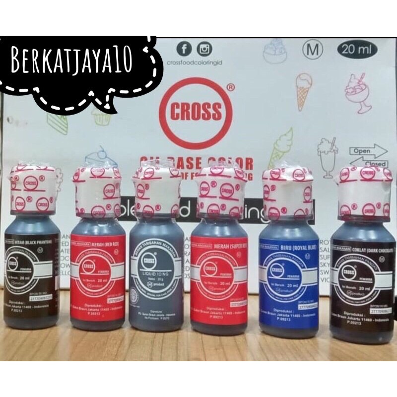 

Pewarna Makanan CROSS Food Coloring PREMIUM Oil Based Color 20 Ml