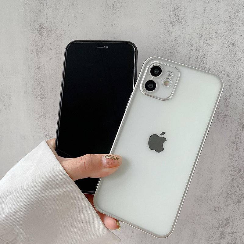 Soft Case Silikon Transparan Frosted Electroplating Untuk iPhone 13 12 11 Pro MAX Mini X XS MAX XR SE 2022 2020 6 6S 7 8 Plus