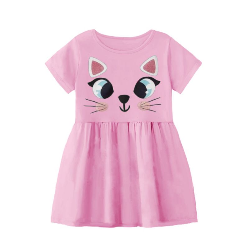 Dress anak perempuan kucing love