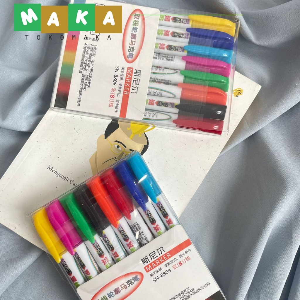

1 set kantong spidol glitter metalik alat tulis kantor unik perlengkapan sekolah murah import spidol mading