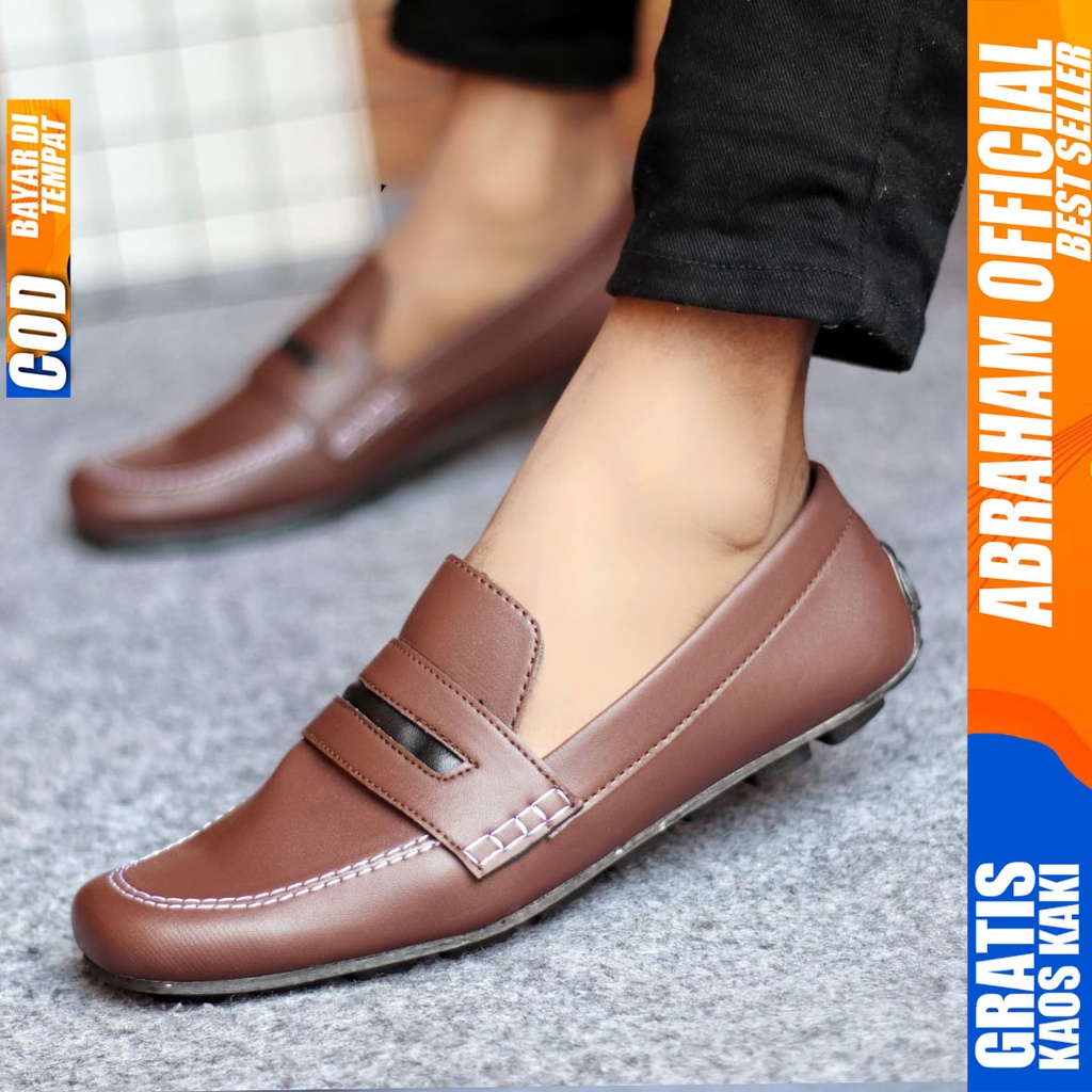 Sepatu Formal Pria Sepatu Casual Pria Kulit Sintetis Slop Sepatu Pantofel Kerja Kantor Kuliah Kondangan Sepatu Hitam Pria TYSO ABRAHAM