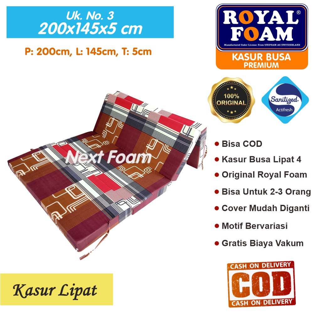 Kasur Busa Lipat Royal Foam Ukuran No 3 200x145x5 cm Tebal 5 cm D16 ORIGINAL