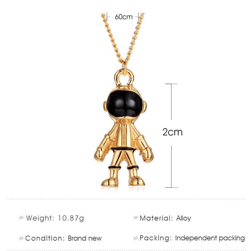 Kalung Rantai Desain Robot Astronot Bahan Metal Untuk Pria Dan Wanita