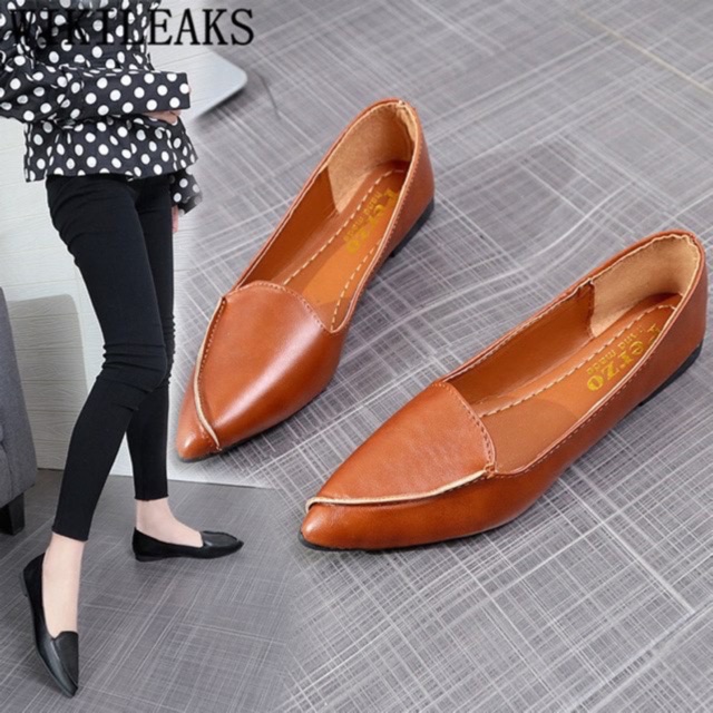 SEPATU FLAT SHOES  KULIT FASHION WANITA  KERJA KANTOR PESTA  