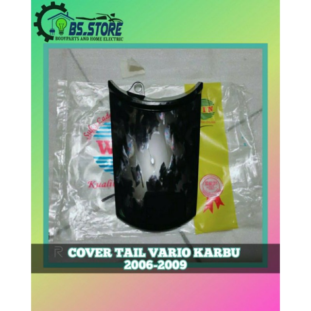 REAR COVER TAIL VARIO 110 LAMA KARBU 2006 2007 2008 2009 | SAMBUNG BODY BELAKANG VARIO KARBU HITAM  | COVER STOP VARIO KARBU HITAM