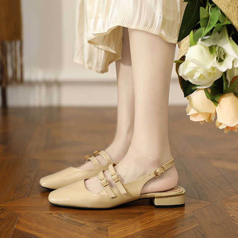 SS10077 Flat Shoes Wanita Sandal Mules Fashion Import BL Sling Back Ready Jakarta Bisa COD (With Box)