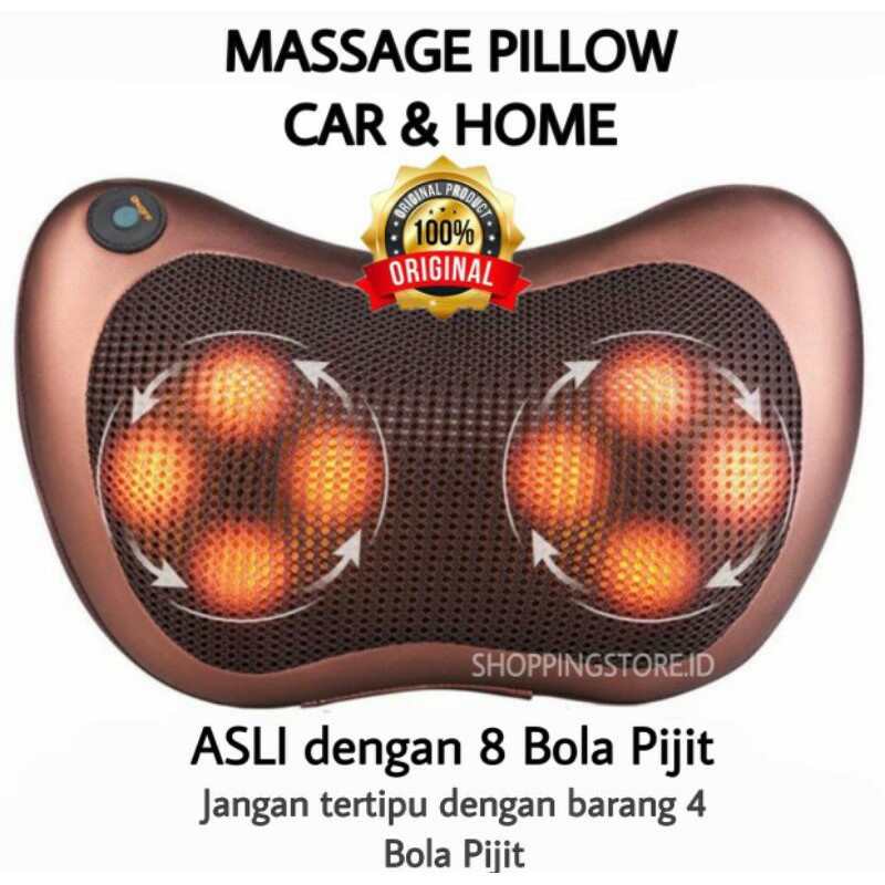 Alat Pijat Alat Terapi Alat Pijat Elektrik Kesehatan Car Heat Neck Massage Pillow GI37A Bantal Pijat 8 Bola portable Car and Home Masaage Pillow