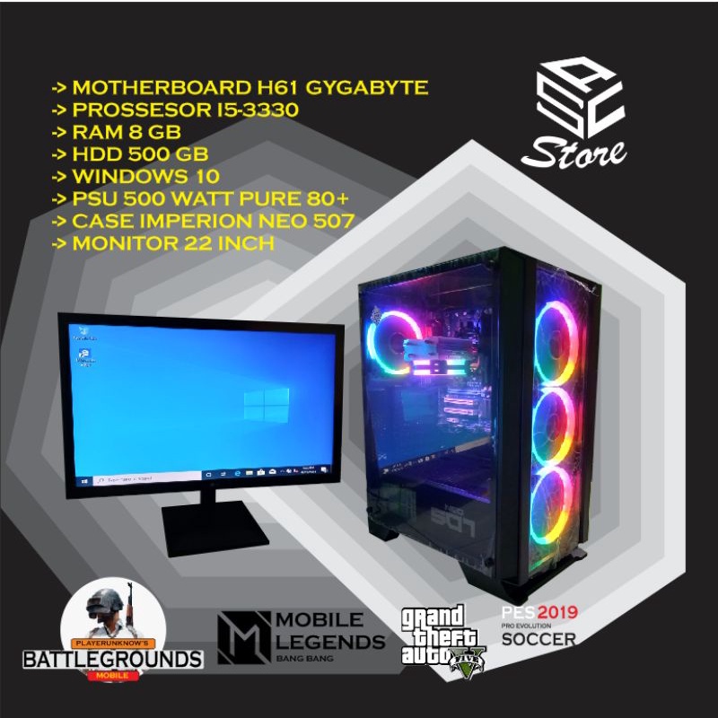 komputer Pc Gaming editing i5 3330 Rakitan Pc Gaming Editing Content kreator