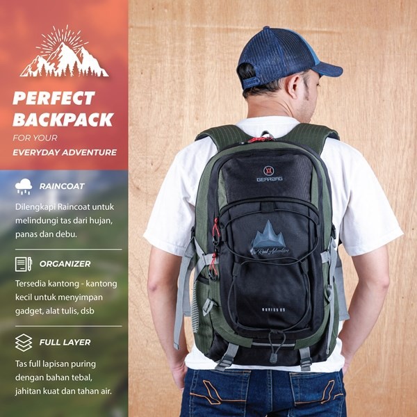 Toko Thabita Tas Punggung Pria Ransel Laptop Gear Bag Backpack Tahan Air Warna Hijau Army Daypack