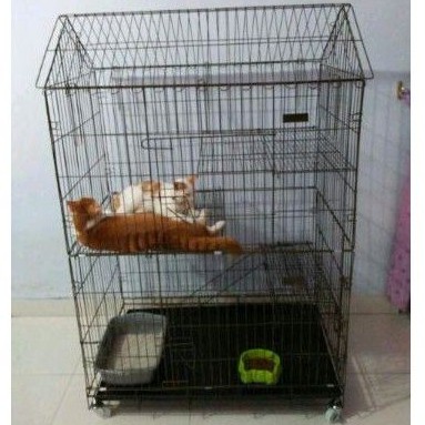Kandang Kucing 4 Tingkat + Roda + Besi Tebal Lipat 60x40x110 Expedisi-2