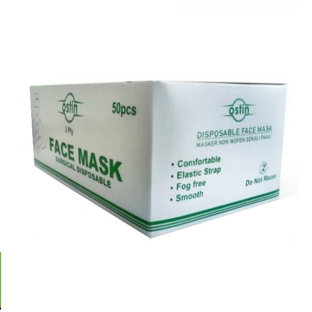 MASKER MEDIS RUMAH SAKIT OSTIN 3 PLY ISI 50 PCS PROMO MURAH