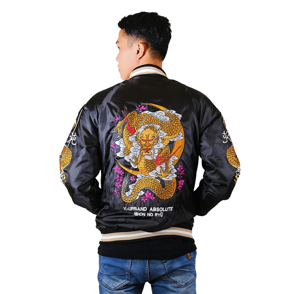 Jaket Sukajan original pria nihon no ryu japan series dragon full bordir X urban terbaru