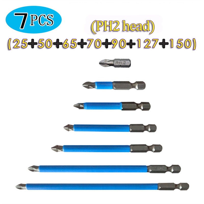 TK 1/7Pcs PH2 Cross Bit Drill Head Screwdriver Bits Hand Tools Anti Slip Electric Hex Shank Magnetic Screwdriver Drill Bit