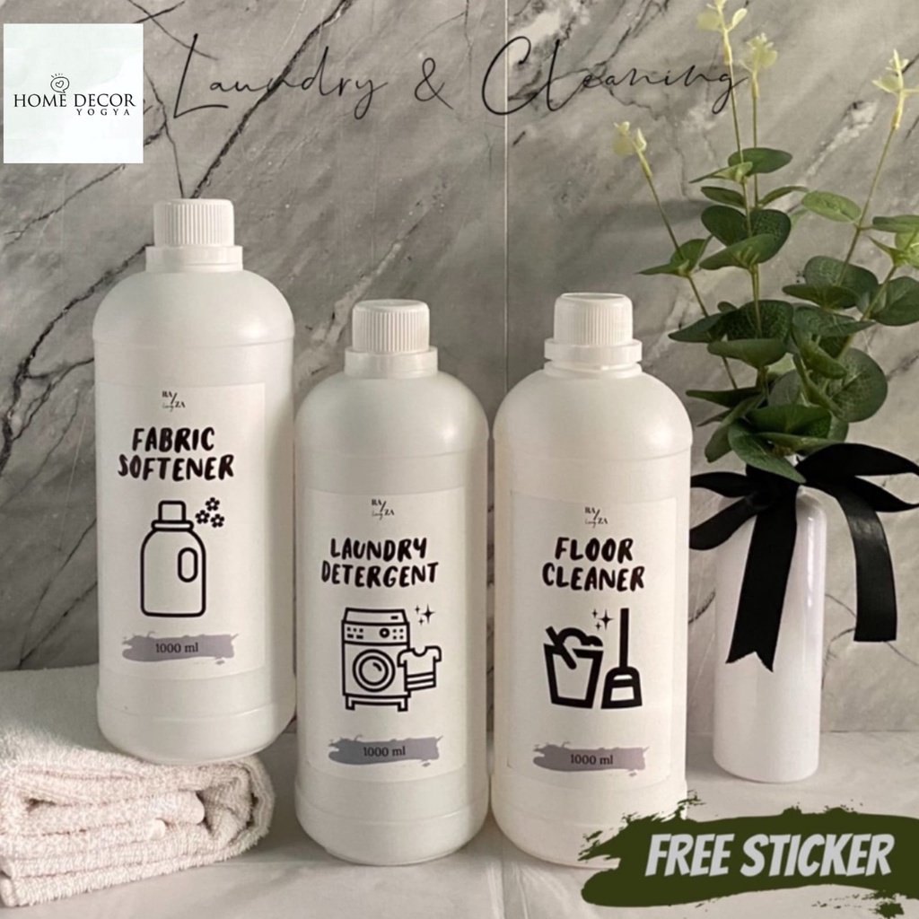 BOTOL Refill Botol Minimalis Aesthetic Cairan Laundry, Kitchen & Cleaning (Label Costum)