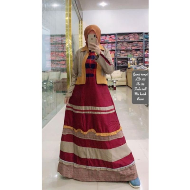 Gamis Inayah Replika Esme Tunika Sabrina Terbaru Model Rompi gamis terlaris remaja wanita gamis mura
