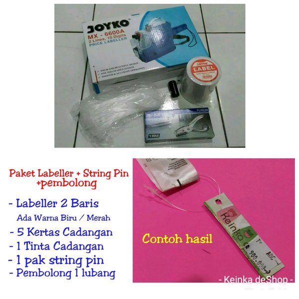 

Alat cetak label harga price labeller 2 BARIS isi pembolong kertas string loop lock pin tali Murah