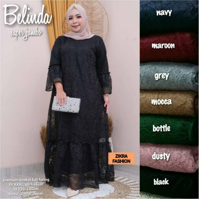 RESTOK belinda dress brokat ld140 jumbo besar bigsize full furing