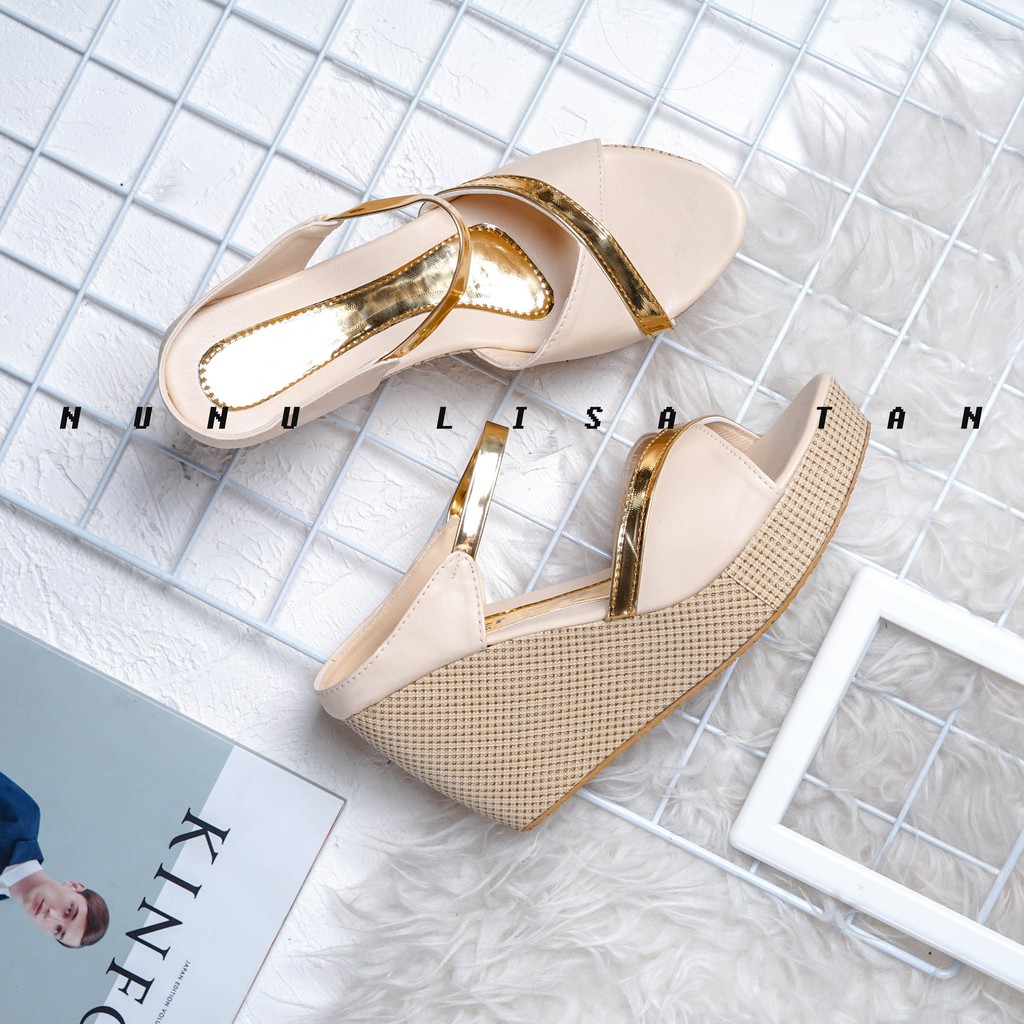 NunuLisaTan - Termurah Wedges Pesta Wanita Tinggi 7cm G19