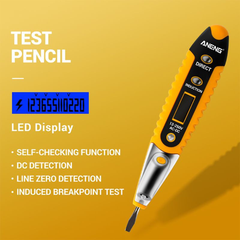 CRE  Contact Tester Pen 12-250V AC Voltage Detectors Tester Meter Volt Current Electric Test Pencil