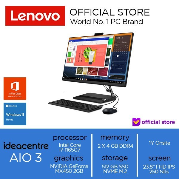 AIO 3 Intel Core i7-1165G7/8 GB/512GB/MX450 2GB/W11HSL+OHS/White