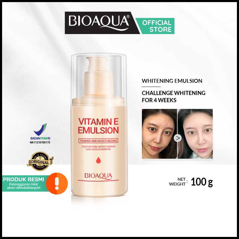 【BPOM】BIOAQUA Vitamin E Emulsion 100ml Moisturizing skin care/Lotion Pemutih 100ml