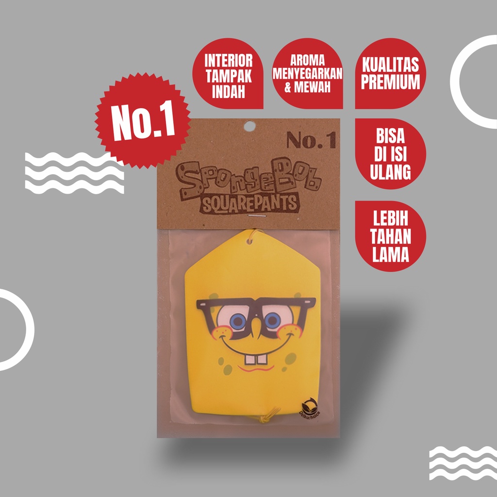 Parfum Pewangi Mobil Gantung Mewah Tahan Lama Kertas Refill - Pengharum Ruangan Premium - SPONGEBOB AIR FRESHENER