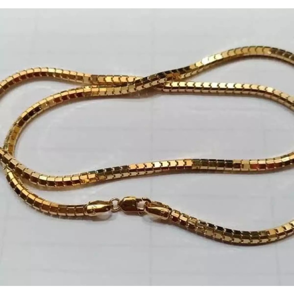 Kalung milano kotak mas 24 k titanium anti karat model terlaris