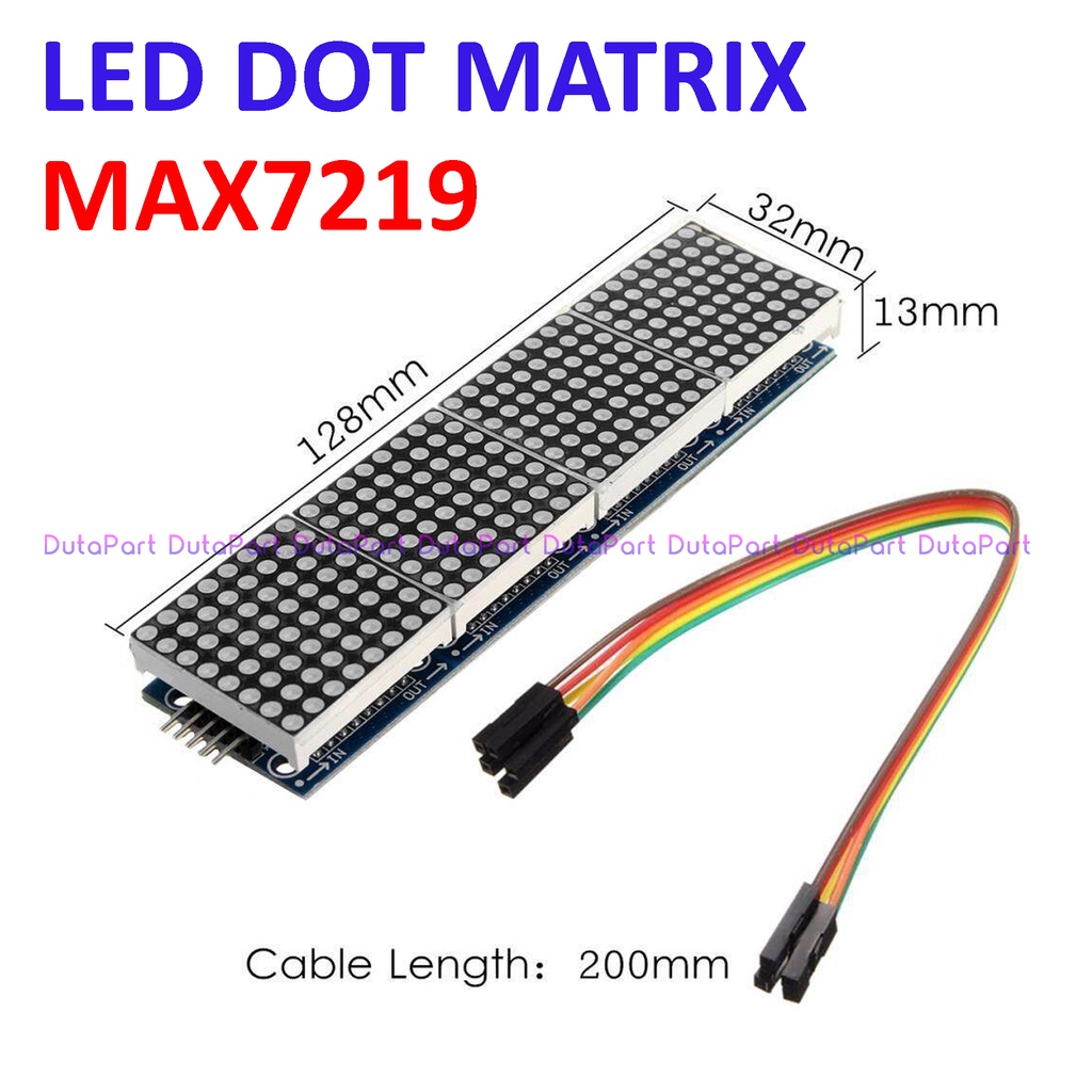 MAX7219 LED DOT MATRIX Module 32X8 Merah Running Text Display Arduino