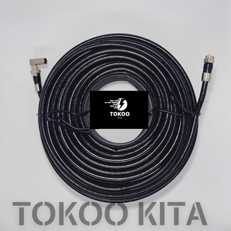 KABEL ANTENA RG6 TV Digital PLATINIUM BERSTANDAR USA DENGAN KONEKTOR PRESS BELDEN + JACK TV L MALE