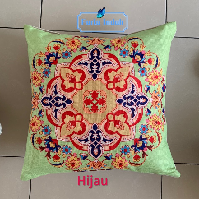 Sarung bantal sofa sarung bantal kursi warna putih/hijau /cream IMPOR 45×45cm