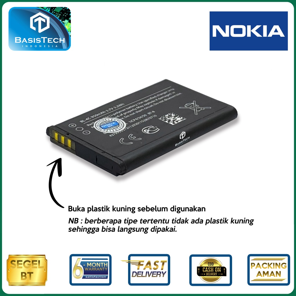 BATERAI NOKIA BL-4C - 1202 2650 6100 6131 6260 6300 7270 X2-00 - ORI99