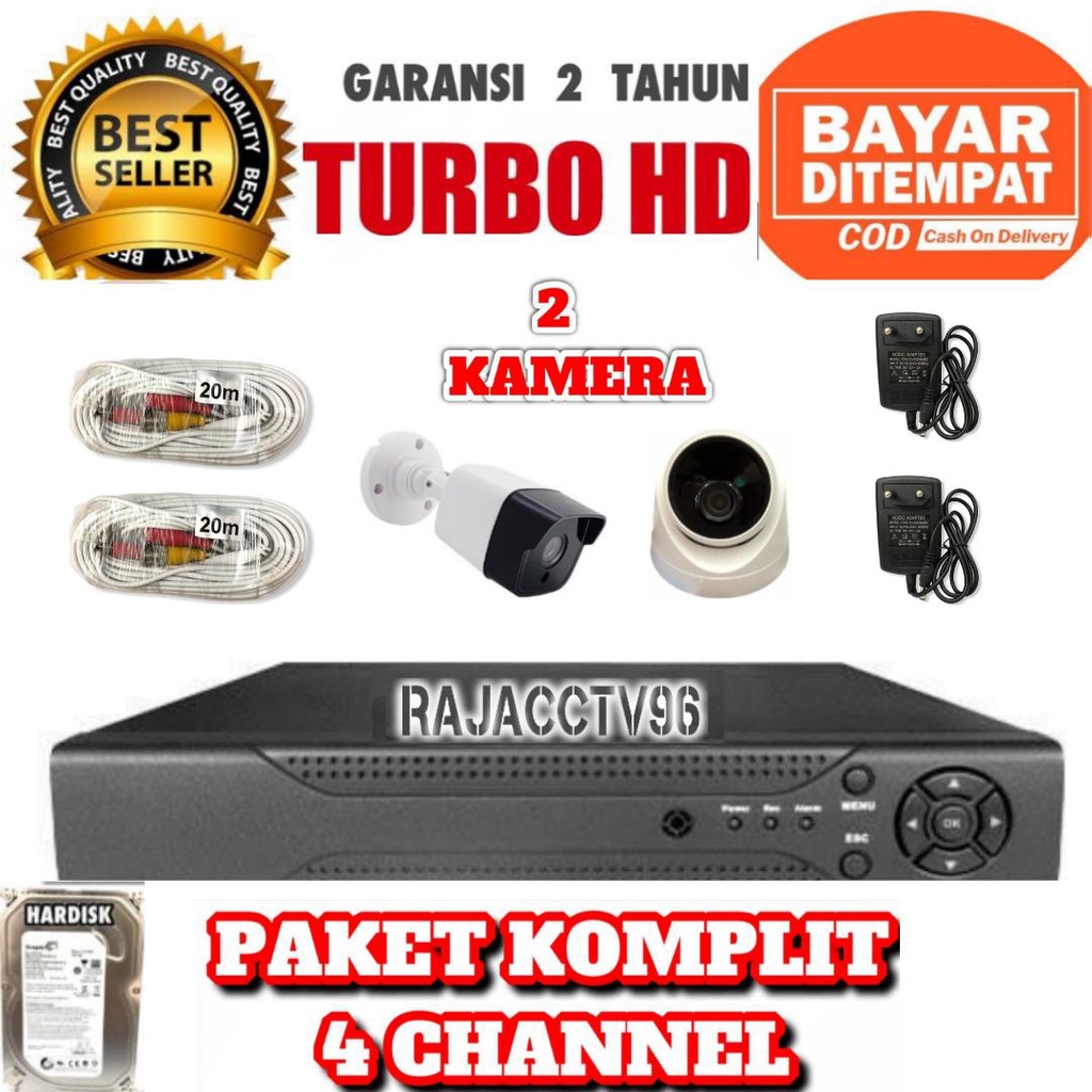 PAKET CCTV 4CHANNEL 2KAMERA 4CHENEL 2CAMERA 5MP 1080P IC SONY TURBO HD KOMPLIT SIAP PASANG