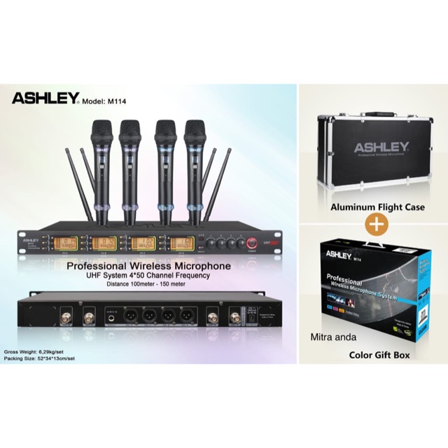 Mic microphone wireless uhf wireless ashley M114 4 mic handheld