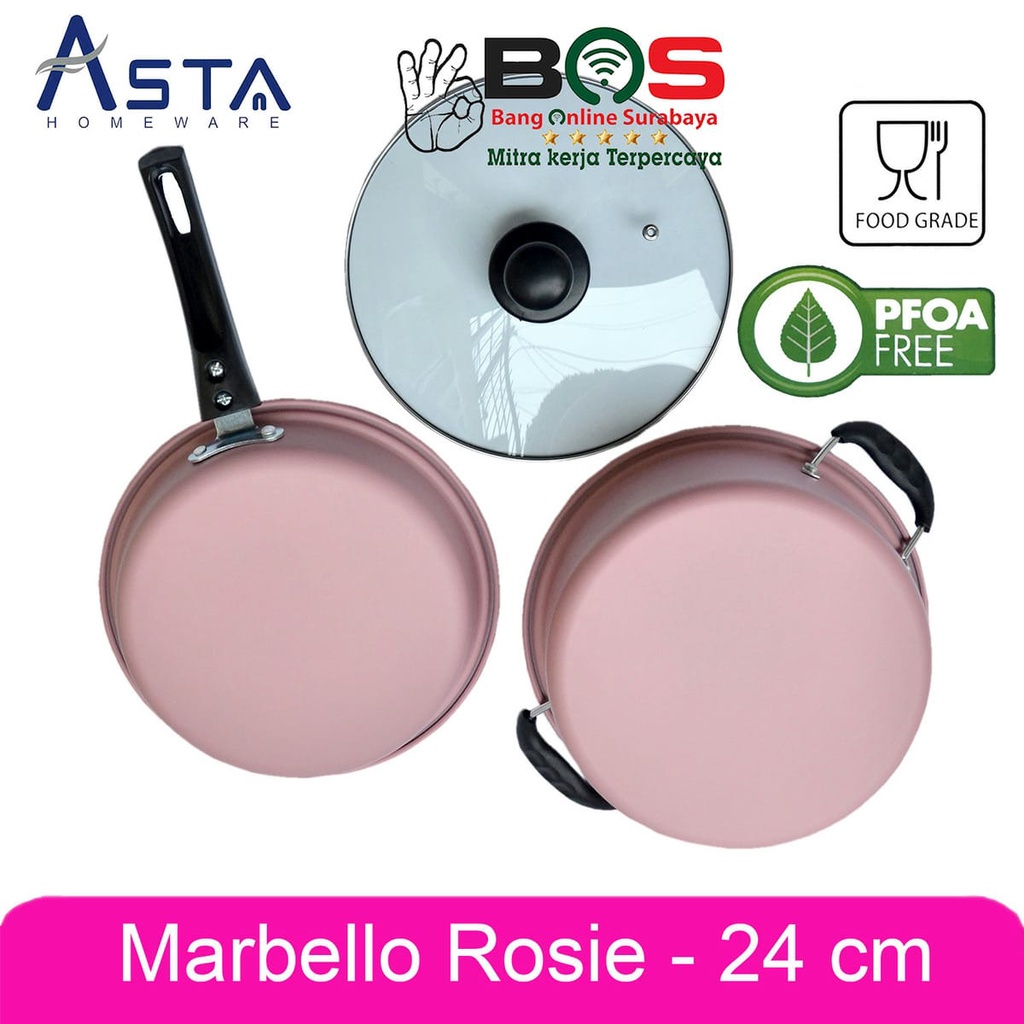 Asta Marbello Rosie Panci Wajan Anti Lengket 1 Set isi 4 Pcs Marbello Rosie Panci Marble