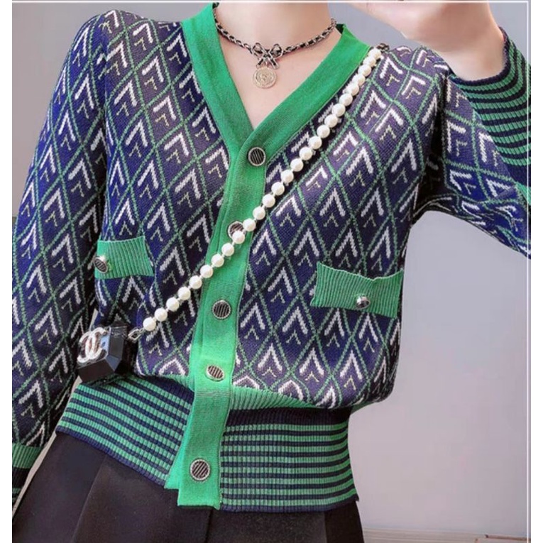 MDLV ~ 39008# Juana Knitted Cardigan Korea Look Zigzag Knit Outer Premium Fashion Import