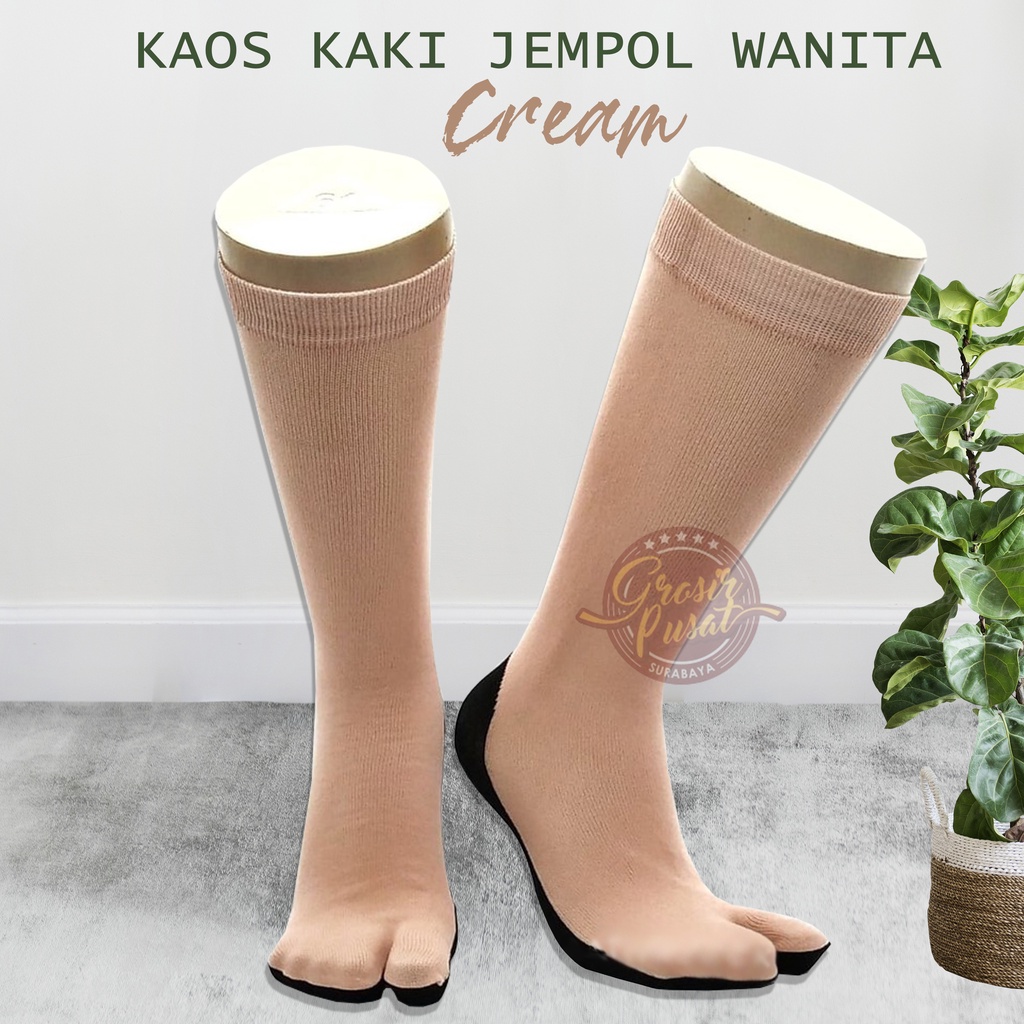 Kaos Kaki Polos Jempol wanita Cream