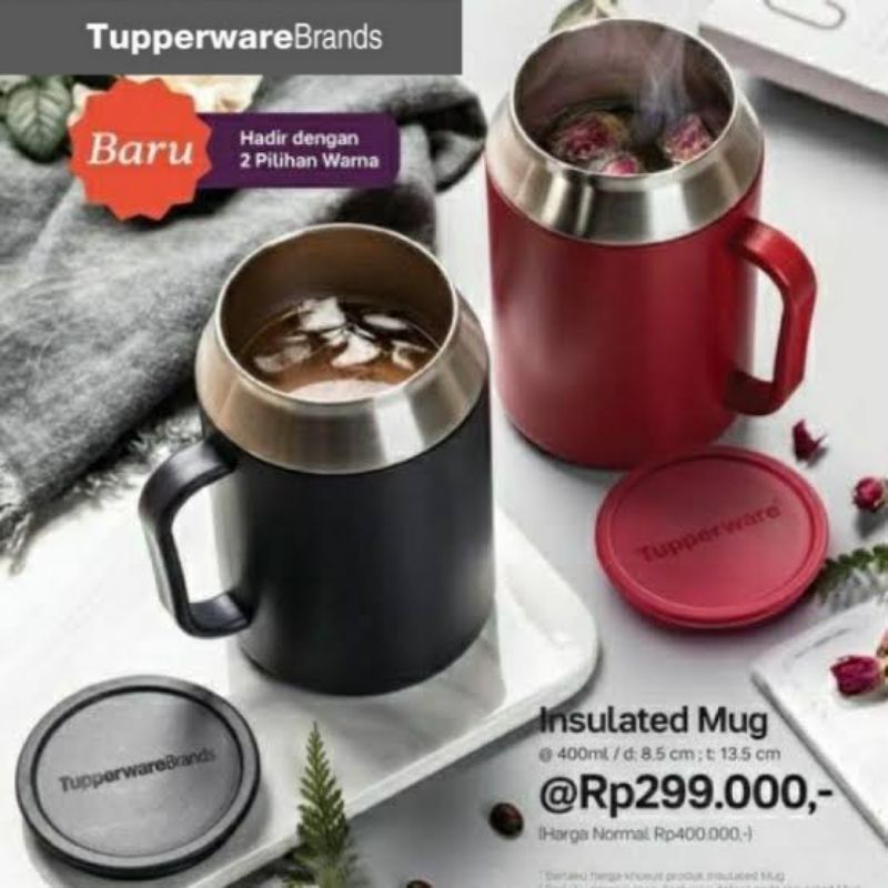 Tupperware Insulated Mug 400 ml // Termos Gelas Kopi Susu Panas Dingin Stainless Steel