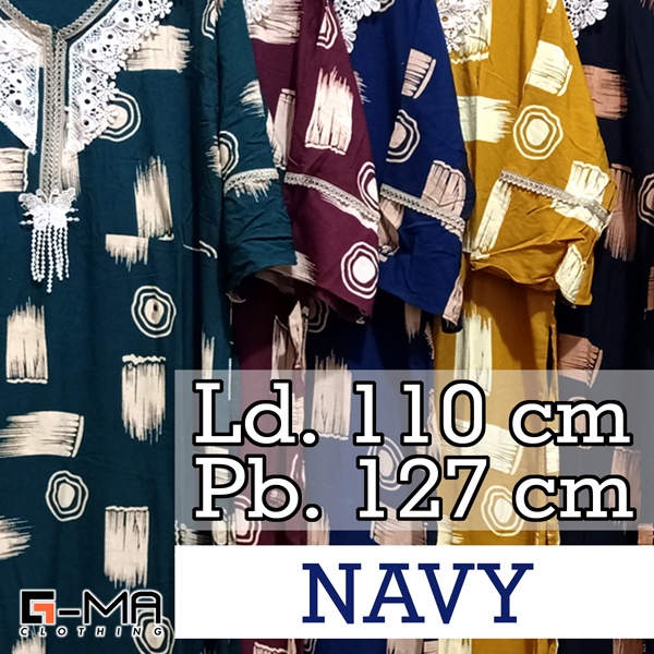 DASTER ARAB ZAHIRA LENGAN 3/4 | RESLETING DEPAN BUSUI | RAYON SANTUNG-NAVY