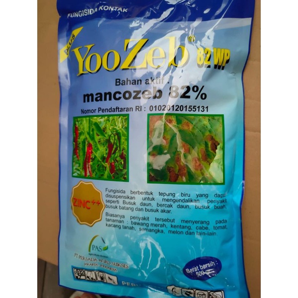 Fungisida YooZeb 82WP 500gr(biru)/ba.mankozeb biru 82%