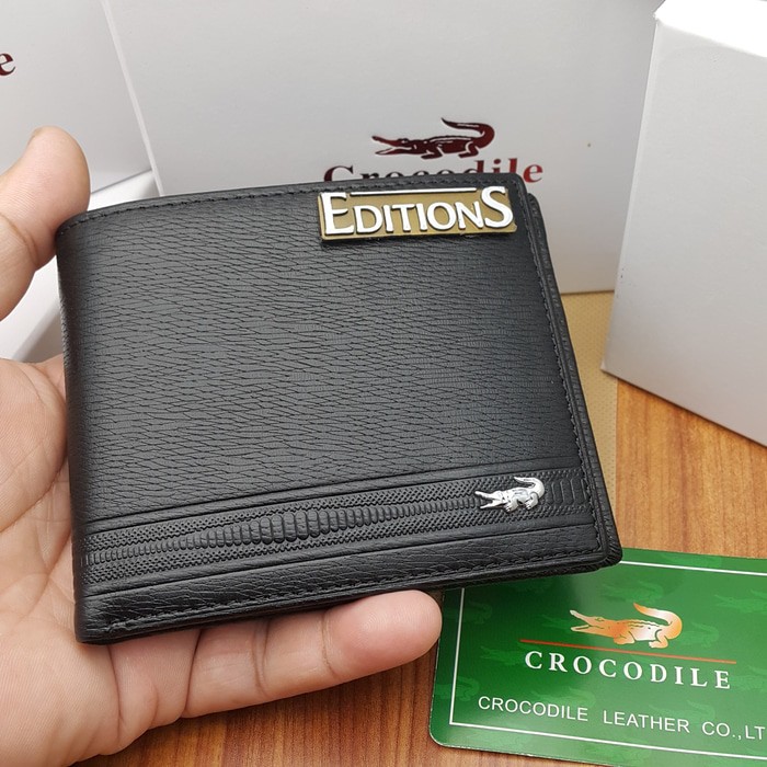 DOMPET KULIT ASLI IMPORT PRIA ED CROCODILE BLACK C1612 12 DOMPET KULIT ASLI IMPORT PRIA ED CROCODILE BLACK C1612 12