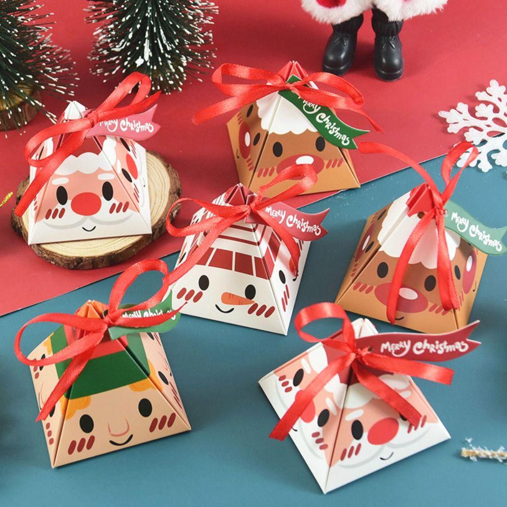 Preva 10pcs Red Candy Box DIY Party Decor Perlengkapan Natal Santa Claus Kotak Kertas