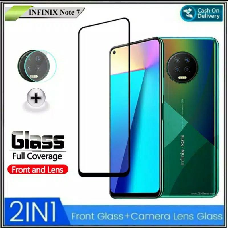 TEMPERED GLASS INFINIX NOTE 7ANTI GORES KACA FULL LAYAR  PLUS  ANTI GORES KAMERA BELAKANG