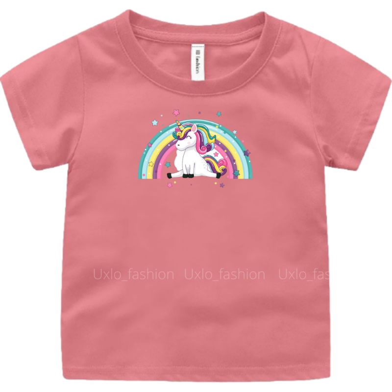 BAJU KAOS ANAK PEREMPUAN MURAH MOTIF UNICORN KUDA PONY LUCU UMUR 2 3 4 5 6 7 8 9 TAHUN SIZE S M L XL UXLO FASHION