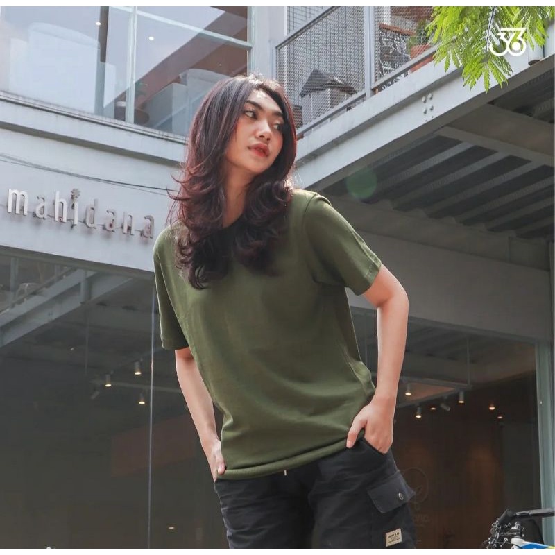 Kaos Polos Kaos Cewek Kaos Cowok T Shirt (Olive)