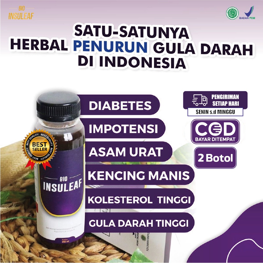 Bio Insuleaf Herbal Diabetes dan Gula Darah Tinggi Original 2 Botol