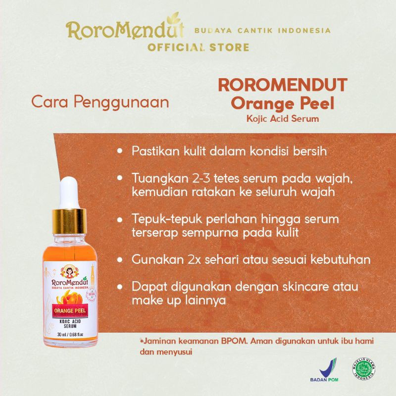 Roro Mendut orange peel kojic acid serum &amp; Essence Wajah