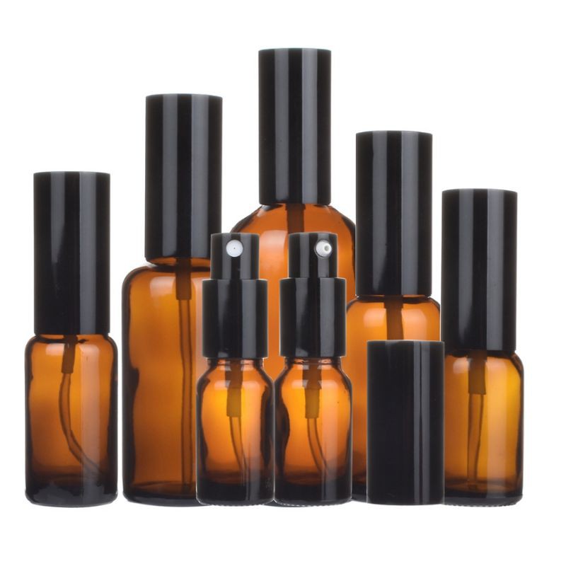 Botol Pump Kaca Amber/ Botol Spray Kaca Amber 5ml s/d 100ml tebal premium import