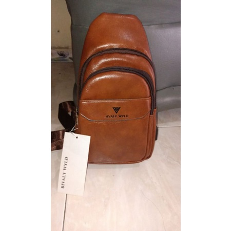 PROMO TAS WAIST BAG COWOK IMPORT BIVALY WYLD  BAHAN KULIT MURAH